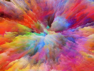 Vitrage gordijnen Mix van kleuren Synergies of Surreal Paint