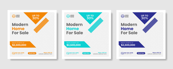 Real estate business social media post and square flyer template