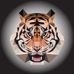 Image of Tiger head. Vector illustration polygon Low Poly
