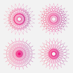 Set of Geometric Ornaments, Arabic Round Pattern, Mandala Flower Design, Abstract Logo Templates