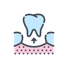 Removal of a tooth color line icon. Tooth extraction vector outline colorful sign.