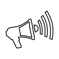 Bullhorn, megaphone, news line icon. Outline vector.