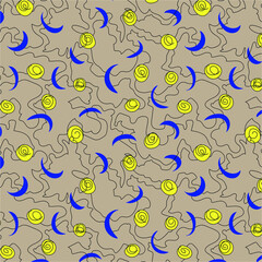 Colorful seamless pattern. Vector illustration. Illustration in doodle style. Texture for printing on textiles and printing, for interior decoration