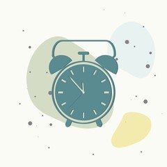 Vector icon alarm clock  on multicolored background.