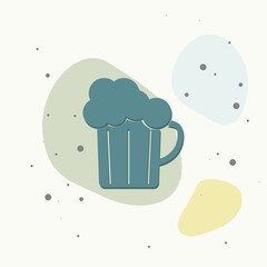 Vector icon of beer mug on multicolored background.