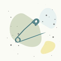 Vector icon image safety pin on multicolored background.
