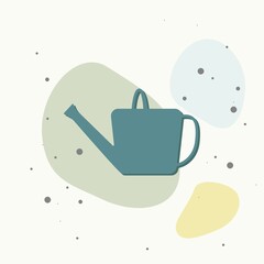 Watering can vector icon on multicolored background.