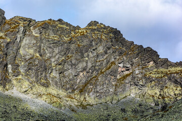 Wall with climbing routes on the Velka kopka peak (Wielka Kopa Popradzka).
