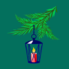 Vector - Christmas lantern template.