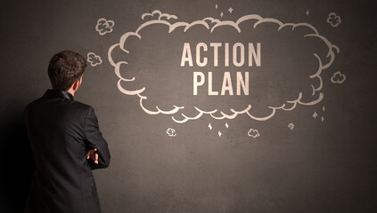 businessman drawing a cloud with inscription