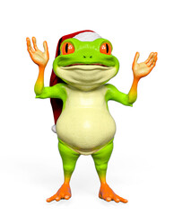 santa frog cartoon want a hug