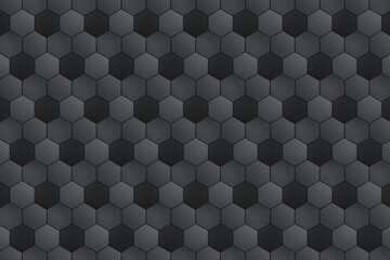 Black and white hexagonal background in dark colors 