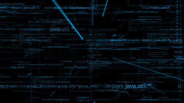 Visionary programming and coding of future software . 3D rendering computer graphic .