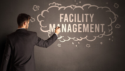 businessman drawing a cloud with inscription