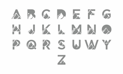 Creative initial set of A-Z monogram logo templates. icon for simple mountain business.