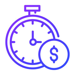 time is money outline icon, business and finance icon.