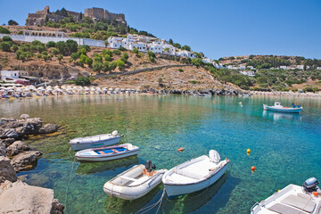 Fototapeta na wymiar Little port of Lindos - Greece