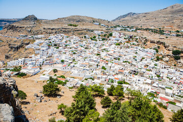 View of Lindos from above-Rhodes-Greece