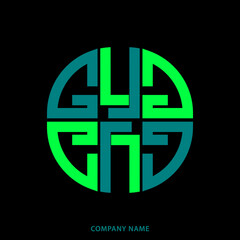 GL, LG Company Group Logo Concept Idea. Abstract logo for a business company. Letters G and L.  Design element for corporate identity in green on black background. Logo for your  design. EPS10