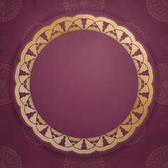 Template Congratulatory Brochure burgundy with a greek gold pattern for your design.