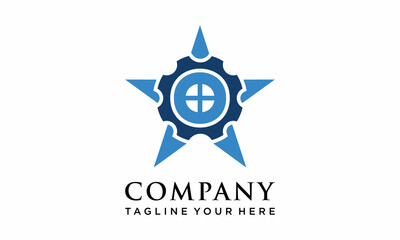 Home gear and Star Logo Design Template Inspiration on a white background.