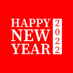 2022 Happy New Year logo text design. 2022 number design template. Vector illustration on red background.