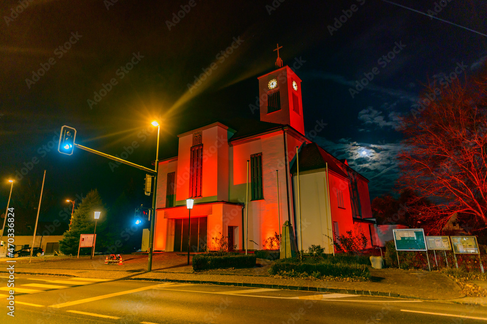 Wall mural church of st.valentin langenhart at red wedensday