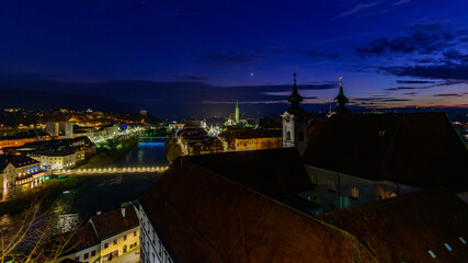 view to the ciy of steyr seen from the tabour elevator