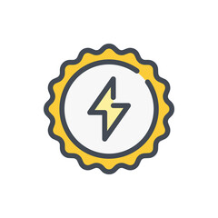 Power and energy ribbon color line icon. Alternative energy label vector outline colorful sign.