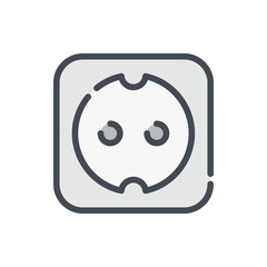 Electrical outlet color line icon. Electric socket vector outline colorful sign.