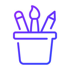 pencil bucket outline icon, business and finance icon.