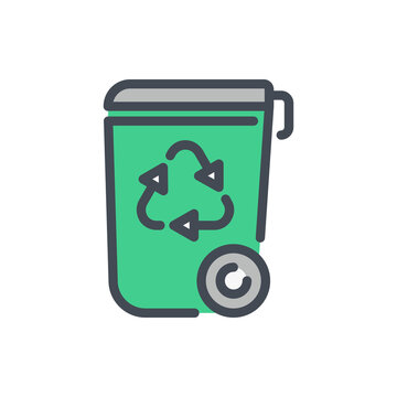 Recycle bin color line icon. Waste recycling vector outline colorful sign.