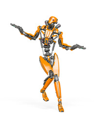 droid soldier is dancing in action and holding a pistol