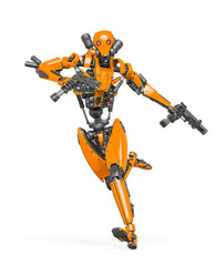 droid soldier is running fast in action and holding a pistol