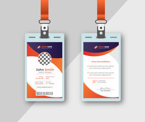 identity card with stylish red id card design template