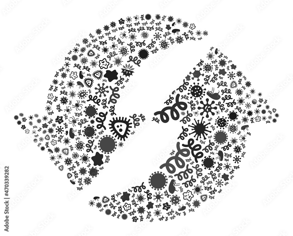 Poster vector infection refresh icon composition of contagious items. refresh mosaic is composed of infecti
