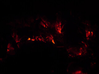 Fototapeta na wymiar fading birch coals in the oven