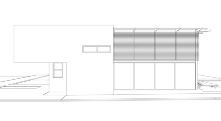 Modern villa architectural project 3d drawing