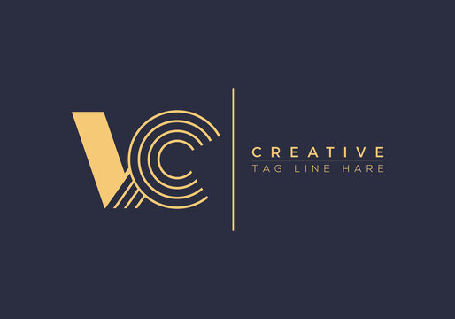 creative VC Logo Letter Icon Design Vector template. modern CV logotype golden elements