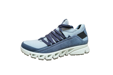  Sports shoes unisex demi-season sports shoes in white and blue, isolated on a white background