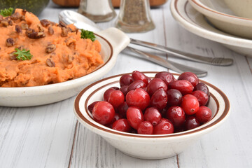 Fresh cranberries on a holiday table
