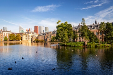 Naklejka premium The Hague skyline with Binnenhof, the Dutch Parliament, Den Haag, Netherlands