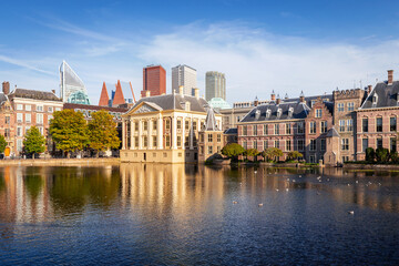 The Hague skyline with Binnenhof, the Dutch Parliament, Den Haag, Netherlands