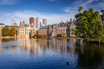 Fototapeta na wymiar The Hague skyline with Binnenhof, the Dutch Parliament, Den Haag, Netherlands