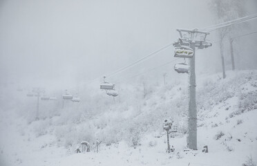 ski lift in the mountains