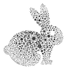 Vector infection rabbit icon collage of contagious cells. Rabbit mosaic is designed of virus elements, parasites, microbes, spores, contagious agents, and based on rabbit icon.