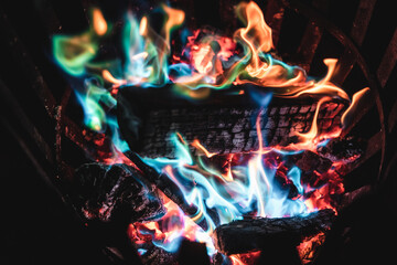 Fire colored with magic powder