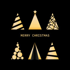 Merry Christmas. Creative Christmas card. Modern abstract Christmas trees.  Set of Christmas trees. Vector illustration