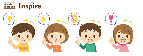 4人の子供セット-ひらめき