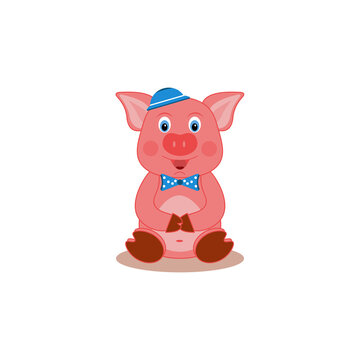 
piglet in a cap. vector illustration